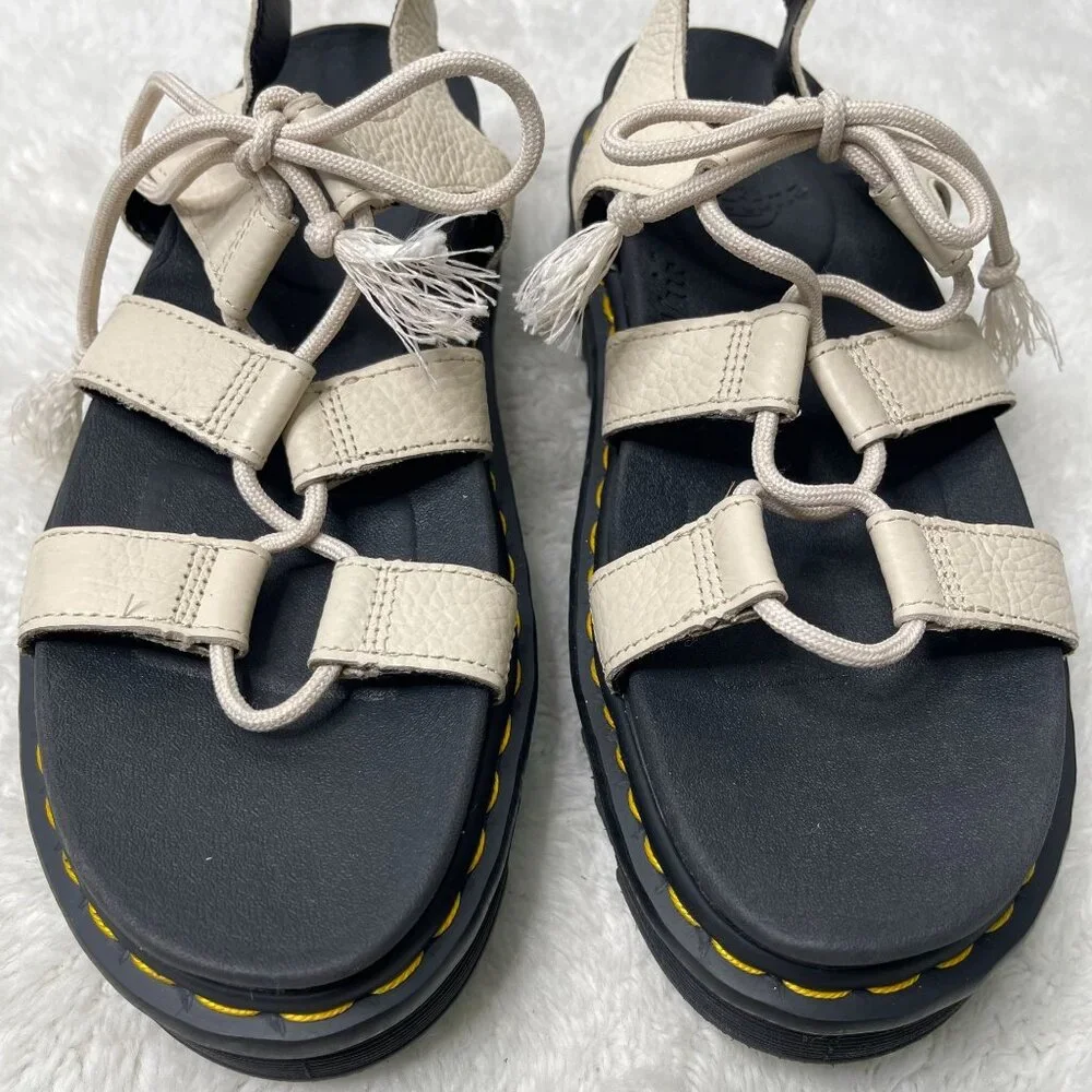 Dr. Martens Women's White Black Nartilla Platform Sandals Shoes Size 11 - Picture 2 of 9